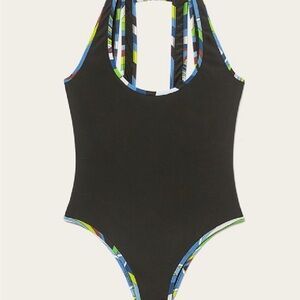 Emilio Pucci Black Multicolor One Piece Swimsuit